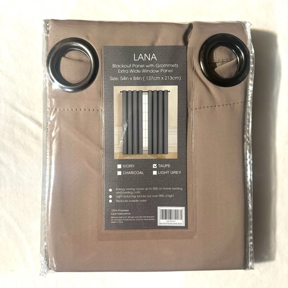 Lana Taupe blackout Panel with Grommets Extra wide window panel